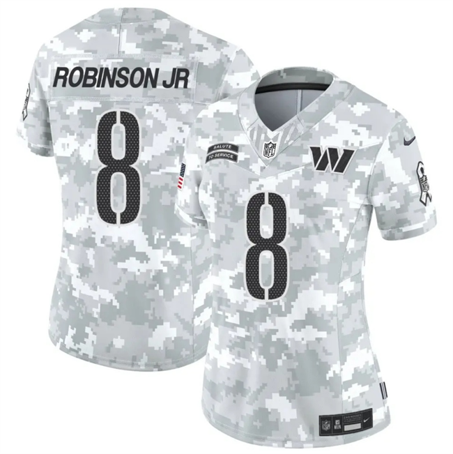 Women's Washington Commanders #8 Brian Robinson Jr. 2024 F.U.S.E Arctic Camo Salute to Service Limited Stitched Football Jersey(Run Small)